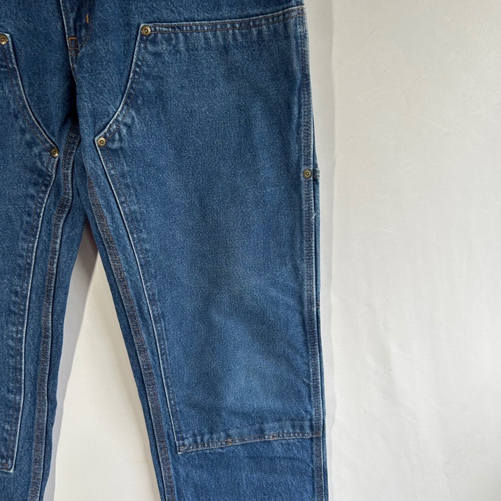 Key Mens Double Knee Logger Denim Carpenter Jeans Blue W36 L30 FS2818 - Picture 2 of 12